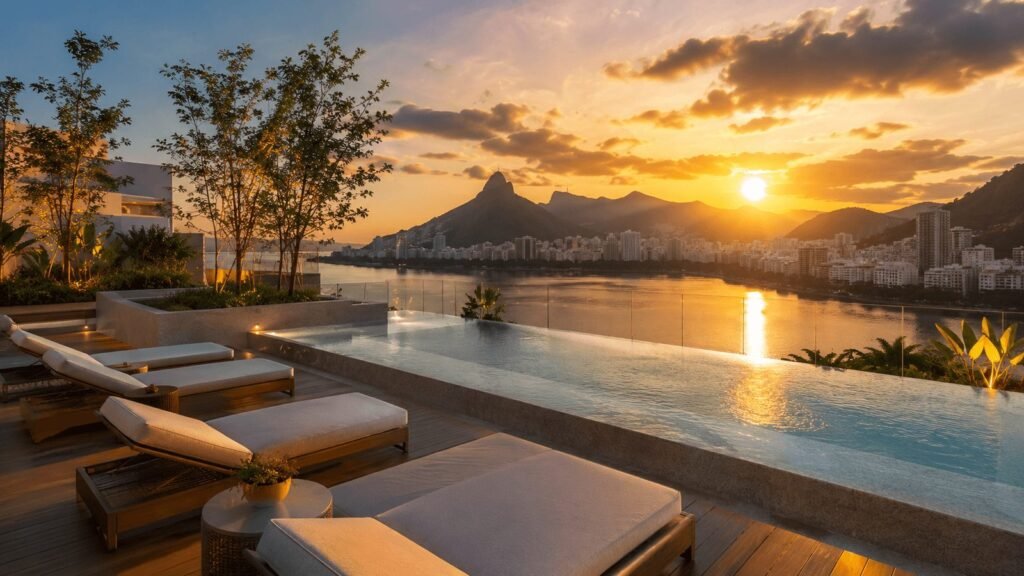 Barão de Jaguaripe 289, Ipanema: perspectiva ilustrativa do rooftop com piscina